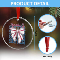 Baseball Sister Crystal Glass Ornament Coquette Bow Biggest Fan Sport Lovers Girl