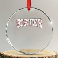 Baseball Sister Crystal Glass Ornament Retro Varsity Baseball Season Family