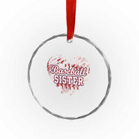 Baseball Sister Crystal Glass Ornament Vintage Baseball Heart Game Day
