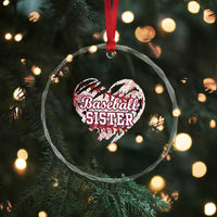 Baseball Sister Crystal Glass Ornament Vintage Baseball Heart Game Day