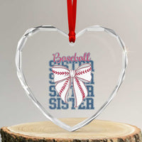 Baseball Sister Heart Crystal Glass Ornament Coquette Bow Biggest Fan Sport Lovers Girl