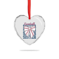 Baseball Sister Heart Crystal Glass Ornament Coquette Bow Biggest Fan Sport Lovers Girl