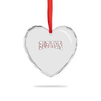 Baseball Sister Heart Crystal Glass Ornament Retro Varsity Baseball Season Family