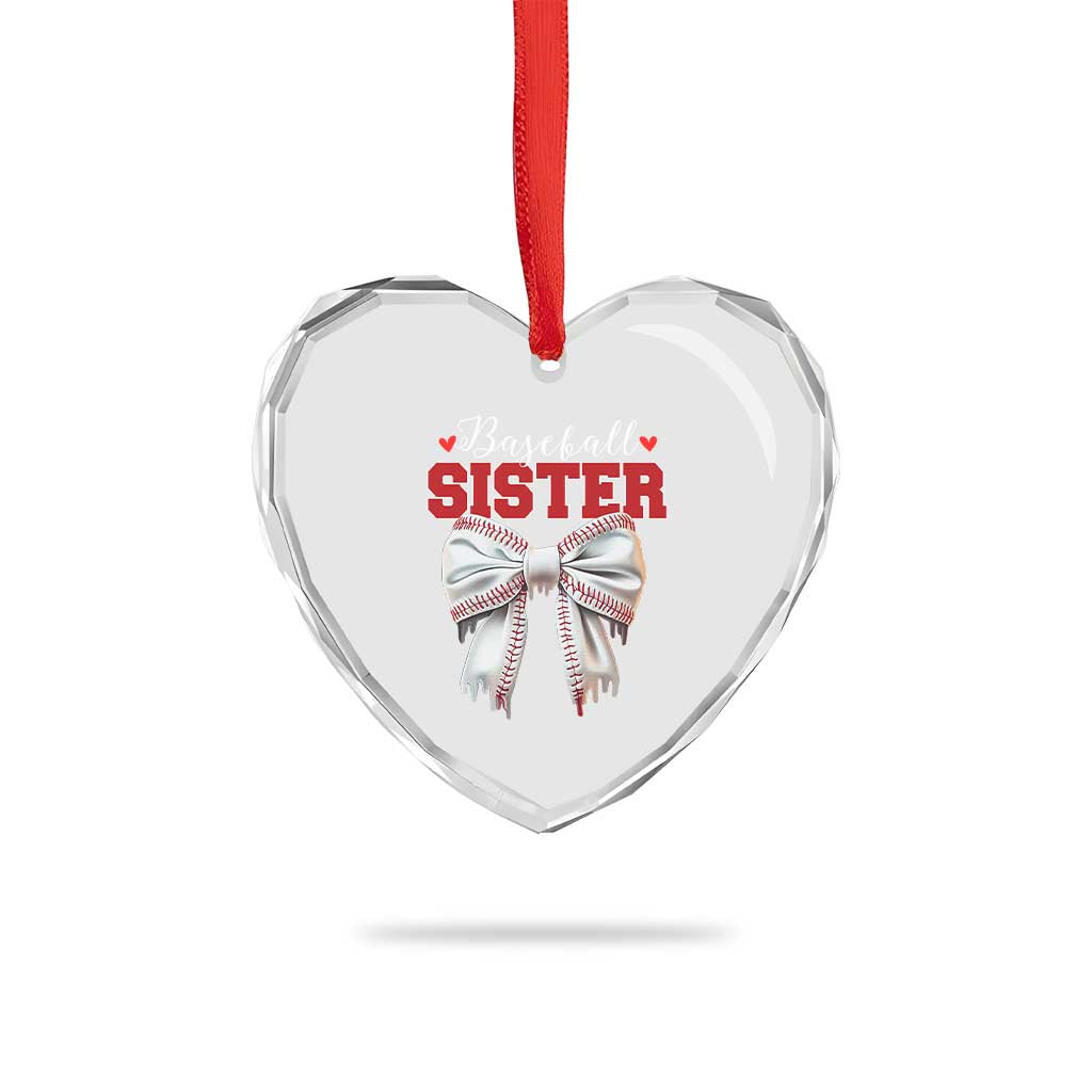 Baseball Sister Heart Crystal Glass Ornament Soft Ball Game Day Dripping Ice Cream Coquette Bow - Wonder Print Shop