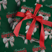 Baseball Sister Wrapping Paper Roll Soft Ball Game Day Dripping Ice Cream Coquette Bow - Wonder Print Shop