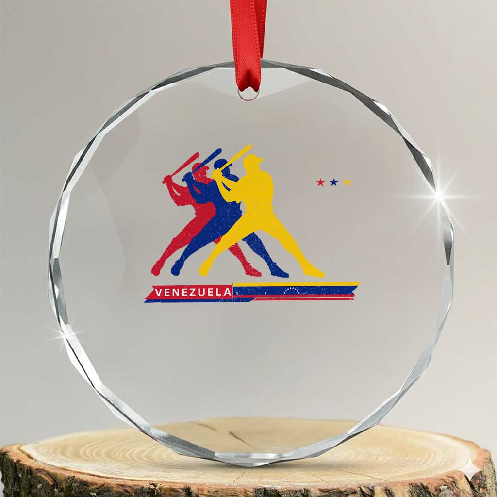 Baseball Venezuela Sport Fan Venezuelan Flag Batter Player Crystal Glass Ornament