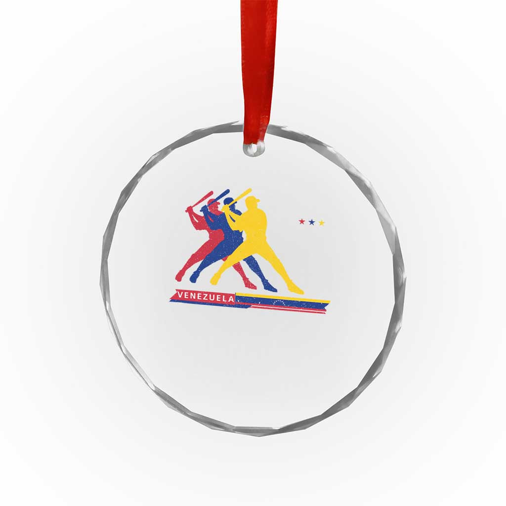 Baseball Venezuela Sport Fan Venezuelan Flag Batter Player Crystal Glass Ornament