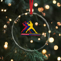 Baseball Venezuela Sport Fan Venezuelan Flag Batter Player Crystal Glass Ornament