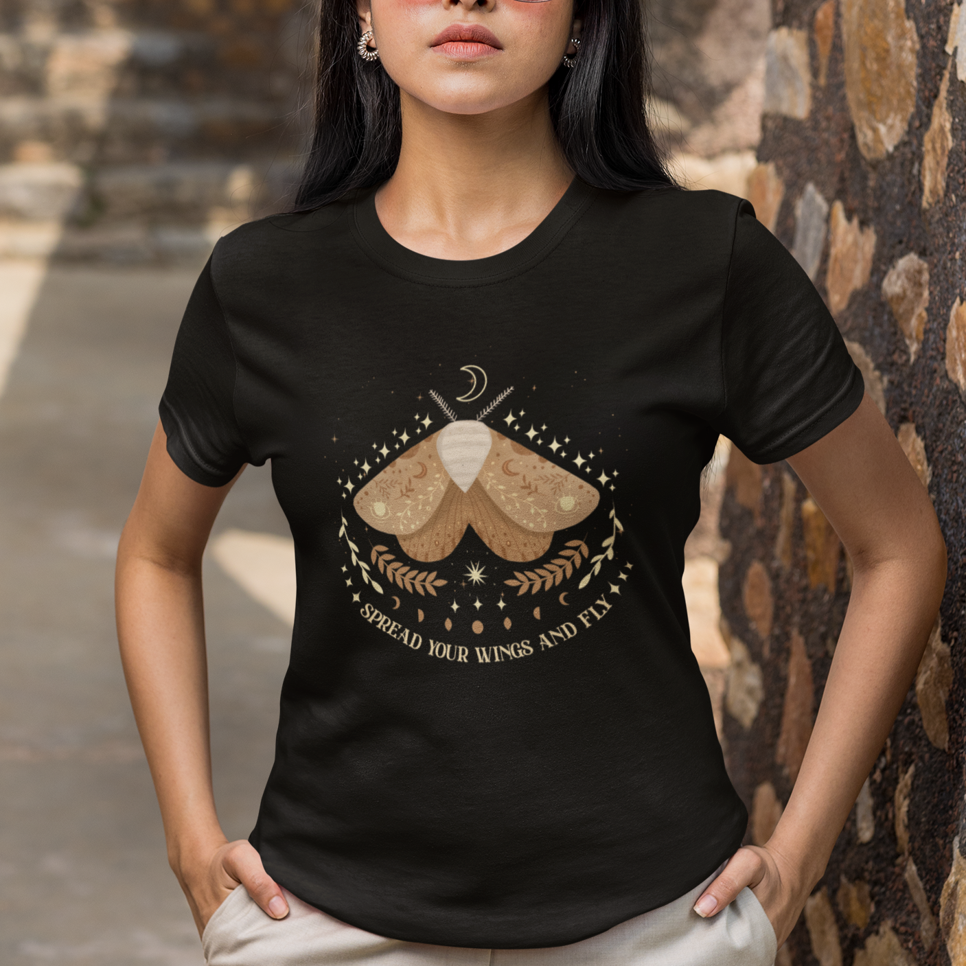 Vintage Mystical Cottagecore Moth Spread Your Wings And Fly Mystic Moon Celestial T-Shirt for Women, Spiritual Moth T Shirt For Women - Wonder Print Shop