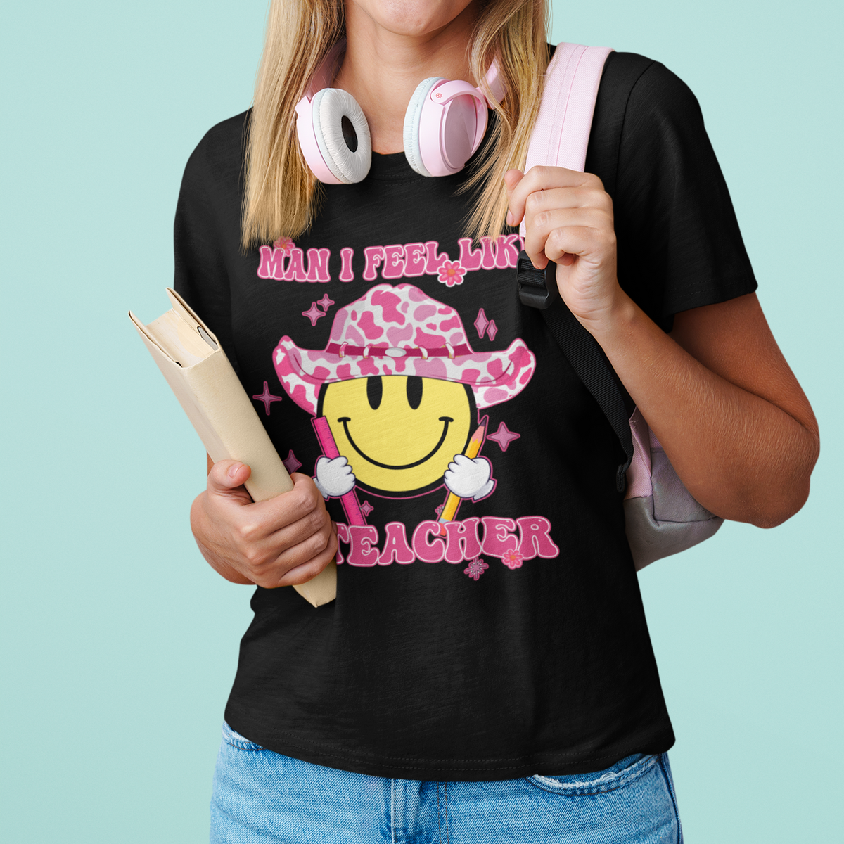 Teacher T Shirt Man I Feel Like A Teacher Funny Groovy Western Teacher - Wonder Print Shop