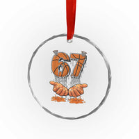 Basketball 67 Six Seven Funny Gen Alpha Meme Drip Crystal Glass Ornament