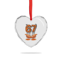 Basketball 67 Six Seven Funny Gen Alpha Meme Drip Heart Crystal Glass Ornament