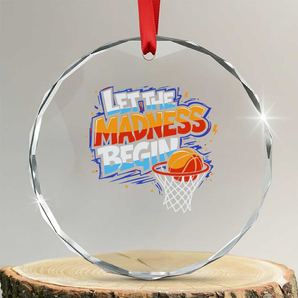 Basketball Bracket Crystal Glass Ornament Funny Let the Madness Begin Sporty Basketball Players Lovers