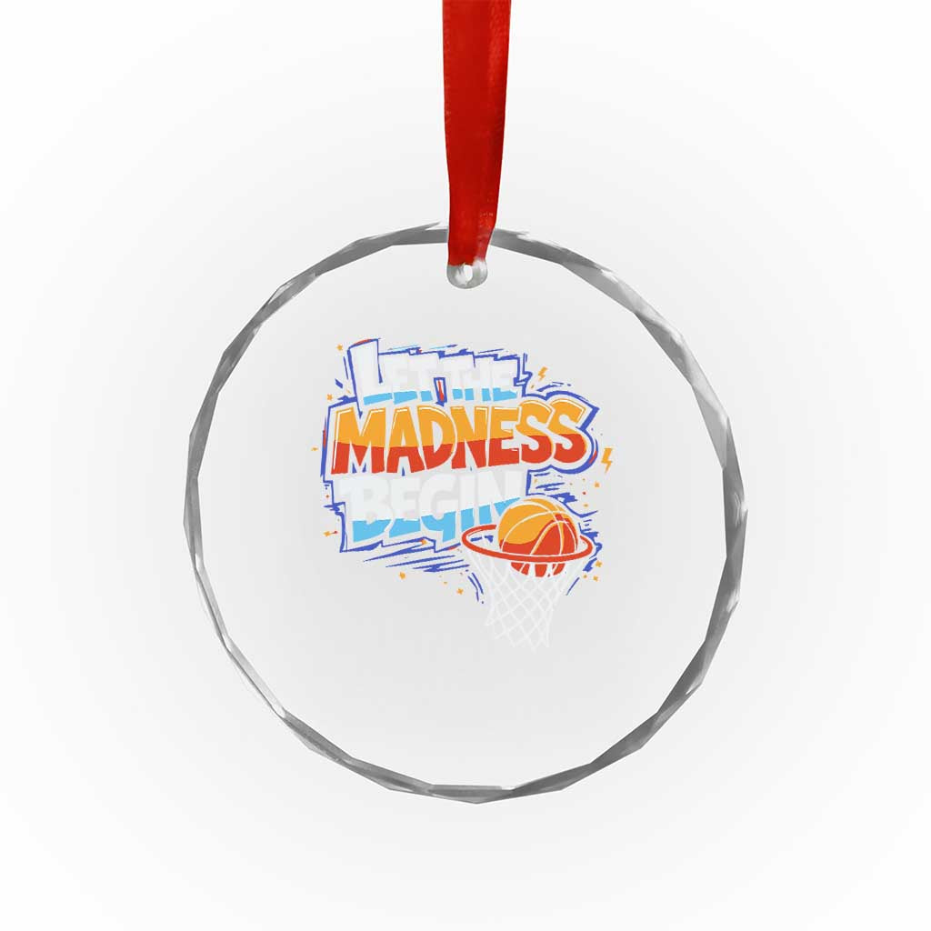 Basketball Bracket Crystal Glass Ornament Funny Let the Madness Begin Sporty Basketball Players Lovers