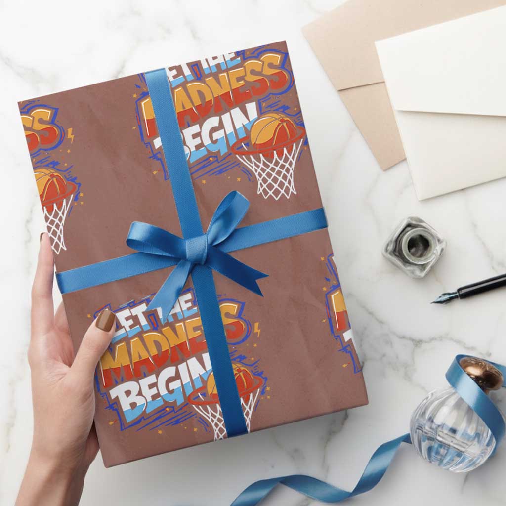 Basketball Bracket Wrapping Paper Roll Funny Let the Madness Begin Sporty Basketball Players Lovers