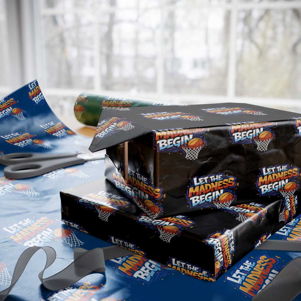 Basketball Bracket Wrapping Paper Roll Funny Let the Madness Begin Sporty Basketball Players Lovers