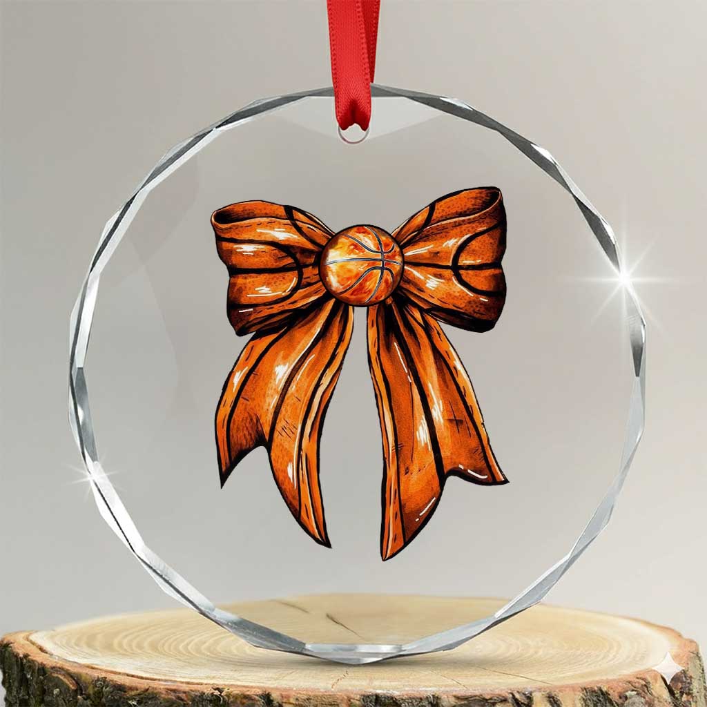 Basketball Coquette Bow Crystal Glass Ornament Game Day TS10