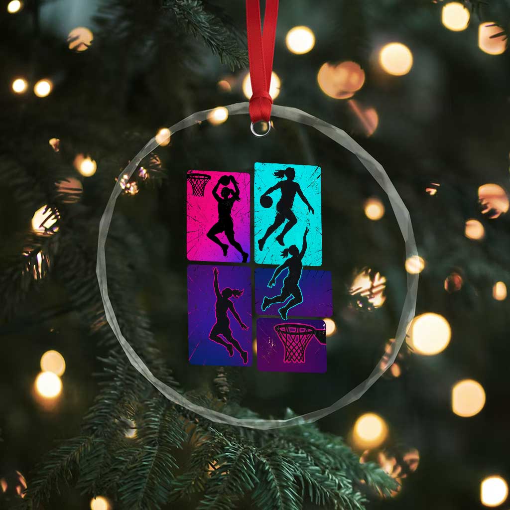 Basketball Girls Crystal Glass Ornament Retro Neon Girl Dunk Hoop Sports TS10