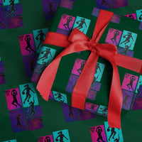 Basketball Girls Wrapping Paper Roll Retro Neon Girl Dunk Hoop Sports - Wonder Print Shop