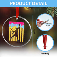 Basketball Ice Cream Drip American Flag Youth Players Crystal Glass Ornament