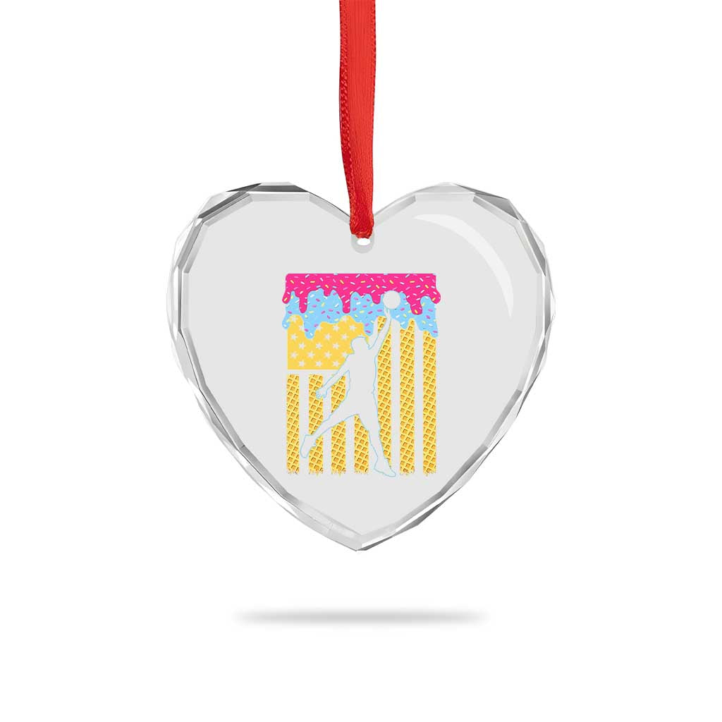 Basketball Ice Cream Drip American Flag Youth Players Heart Crystal Glass Ornament