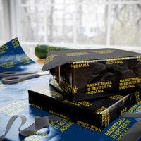 Basketball Is Better in Indiana Wrapping Paper Roll Bold Yellow Statement Hoosier Hoops Fans - Wonder Print Shop