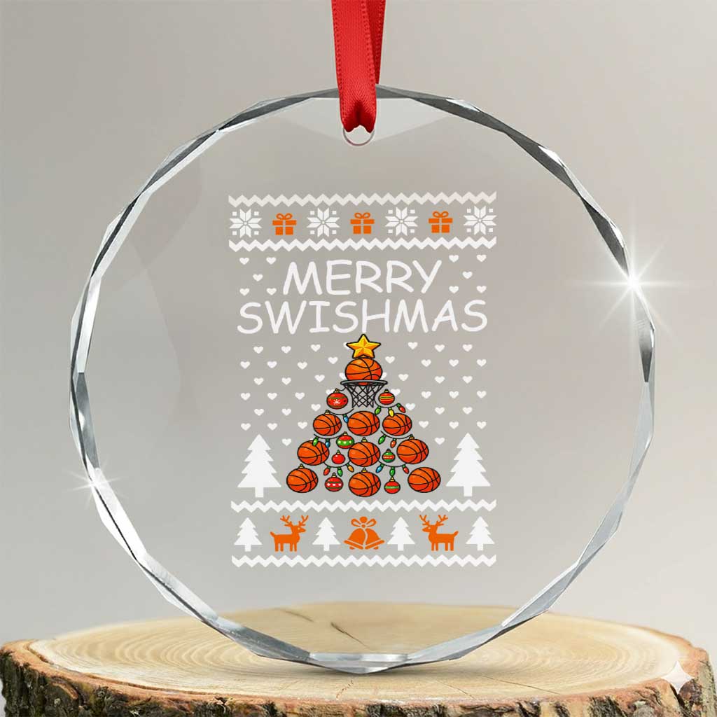 Basketball Merry Swishmas Crystal Glass Ornament Xmas Tree Sports TS12