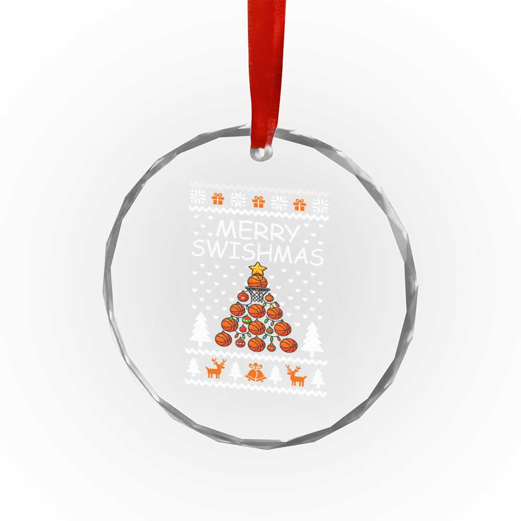 Basketball Merry Swishmas Crystal Glass Ornament Xmas Tree Sports TS12