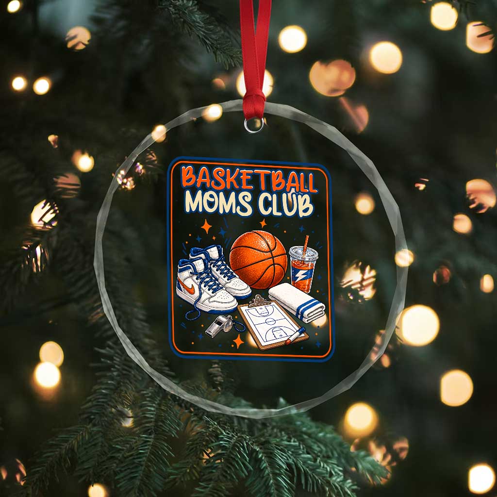 Basketball Moms Club Crystal Glass Ornament Funny Mother’s Day Gift