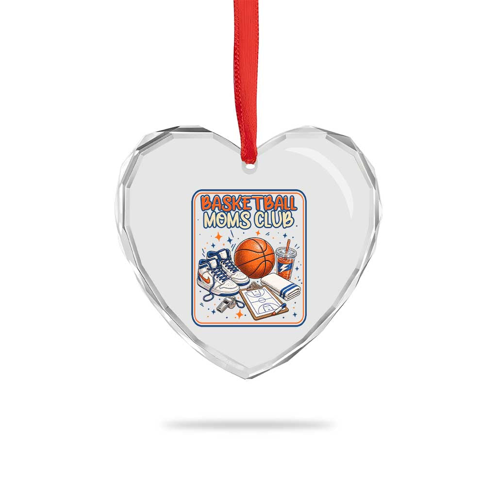 Basketball Moms Club Heart Crystal Glass Ornament Funny Mother’s Day Gift