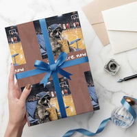 Basketball Raccoon I Live Here Now Wrapping Paper Roll Funny Trash Panda Drinking Iced Coffee Basketball Court