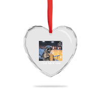 Basketball Raccoon I Live Here Now Heart Crystal Glass Ornament Funny Trash Panda Drinking Iced Coffee Basketball Court