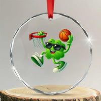 Basketball St Patricks Day Crystal Glass Ornament Cute Irish Shamrock Playing Basketball Player Team Boys