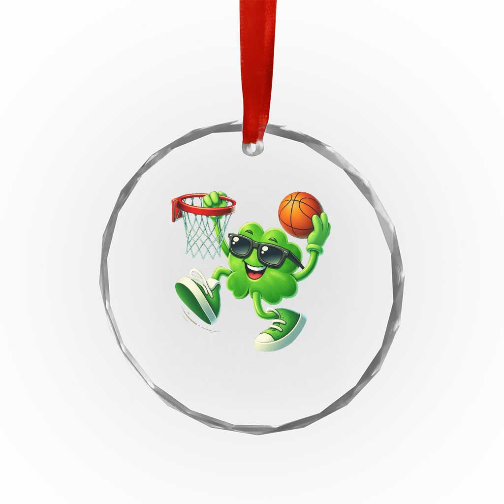 Basketball St Patricks Day Crystal Glass Ornament Cute Irish Shamrock Playing Basketball Player Team Boys
