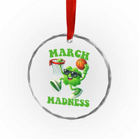 Basketball St Patricks Day Crystal Glass Ornament Mad Madness Irish Shamrock Playing Basketball Player Team Boys