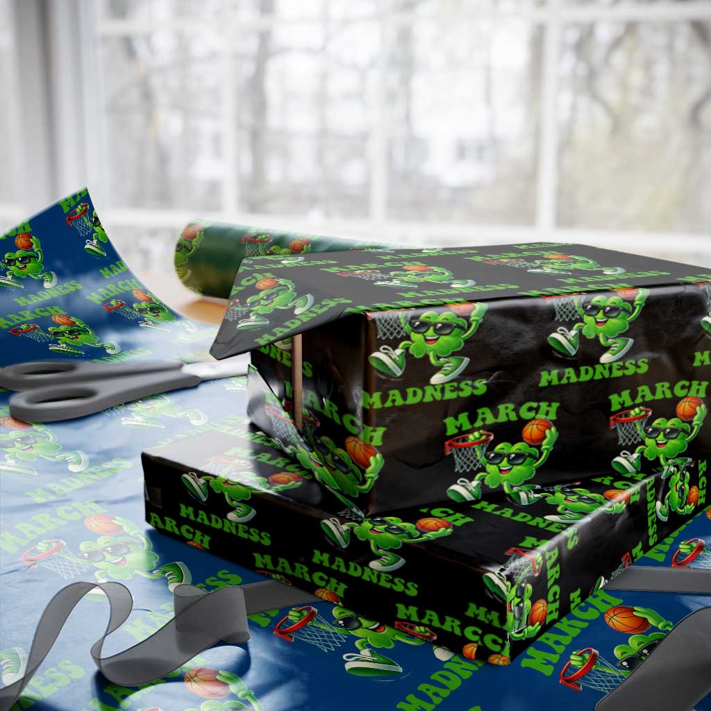 Basketball St Patricks Day Wrapping Paper Roll Mad Madness Irish Shamrock Playing Basketball Player Team Boys