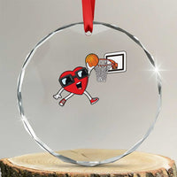 Basketball Valentines Crystal Glass Ornament Cute Red Heart Playing Basketball Player Team Boys - Wonder Print Shop