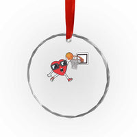 Basketball Valentines Crystal Glass Ornament Cute Red Heart Playing Basketball Player Team Boys - Wonder Print Shop