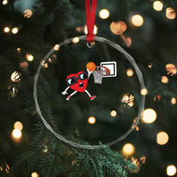 Basketball Valentines Crystal Glass Ornament Cute Red Heart Playing Basketball Player Team Boys - Wonder Print Shop