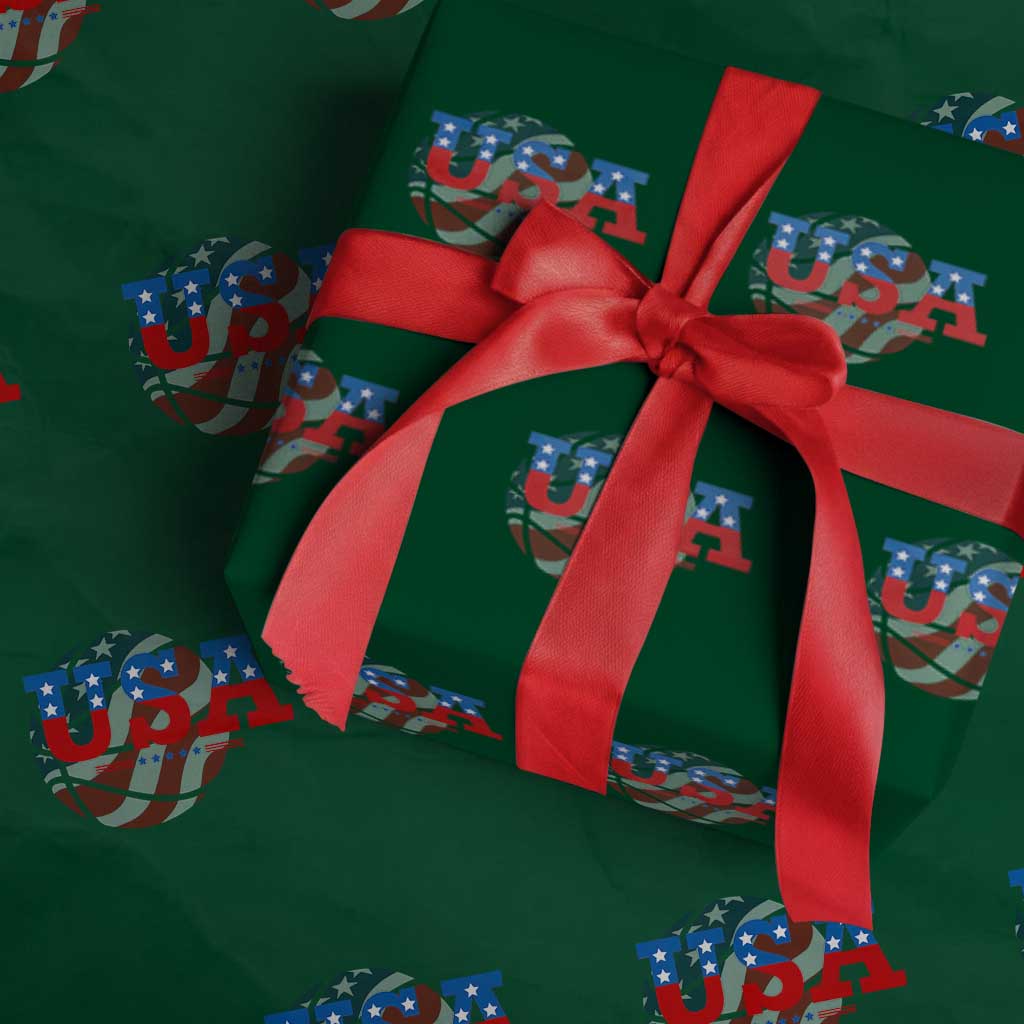 Basketball Wrapping Paper Roll USA Patriotic American Flag Stars and Stripes Team Sport Fan - Wonder Print Shop