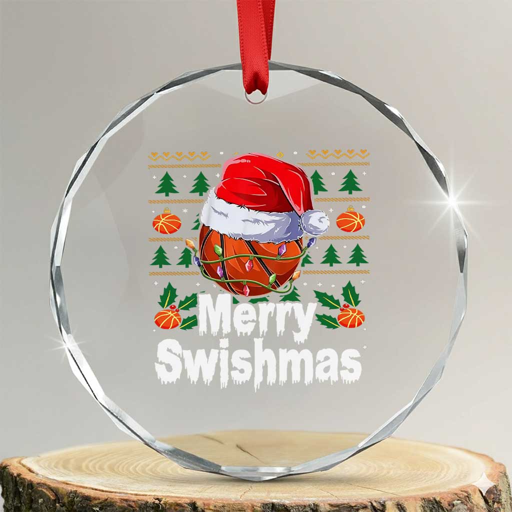 Basketball Xmas Crystal Glass Ornament Funny Merry Swishmas Sports TS12