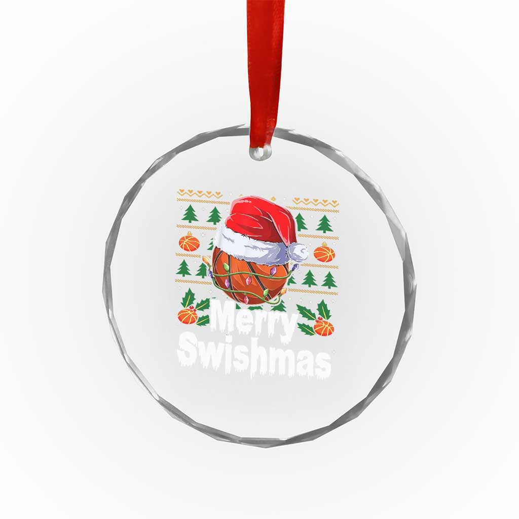 Basketball Xmas Crystal Glass Ornament Funny Merry Swishmas Sports TS12