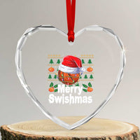 Basketball Xmas Heart Crystal Glass Ornament Funny Merry Swishmas Sports - Wonder Print Shop