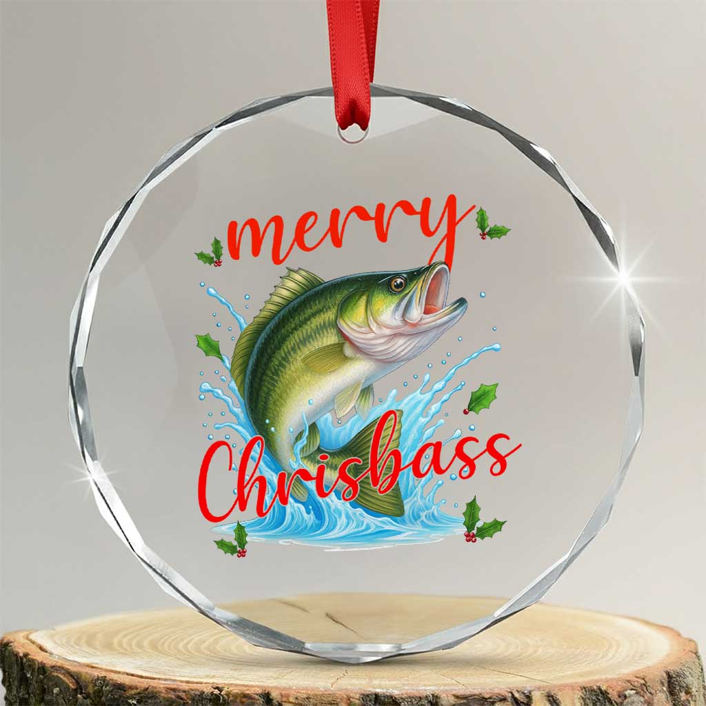Bass Fish Christmas Crystal Glass Ornament Merry Chrisbass - Wonder Print Shop
