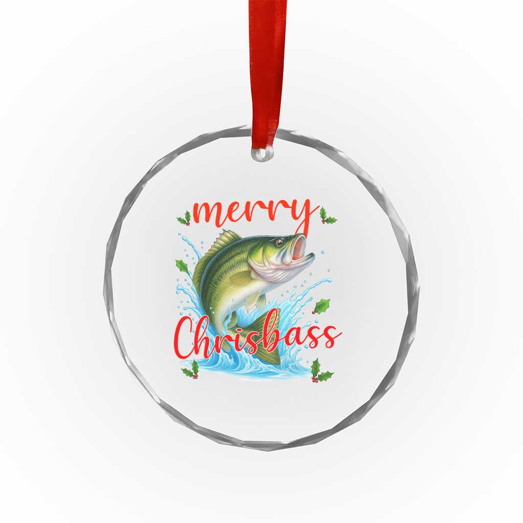 Bass Fish Christmas Crystal Glass Ornament Merry Chrisbass TS14