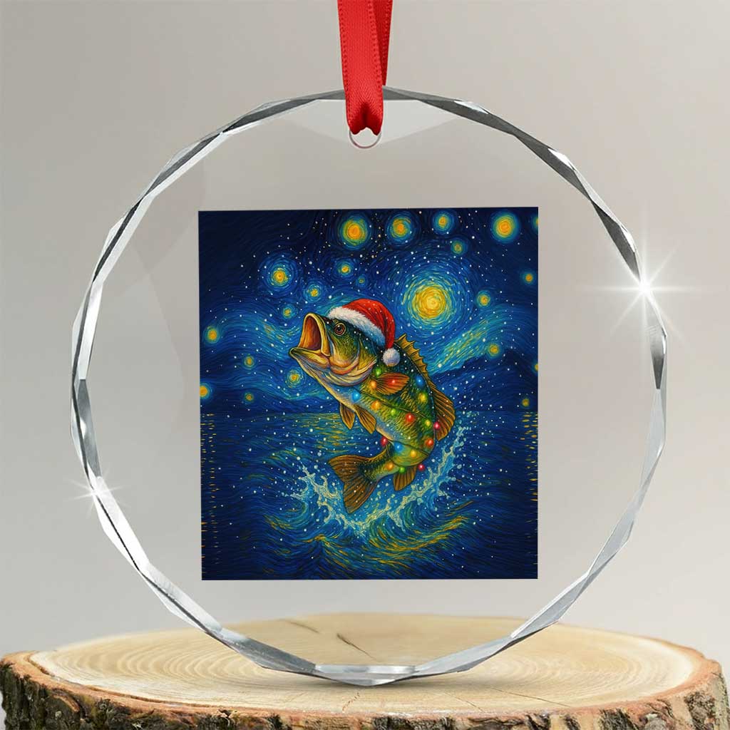 Bass Fish Christmas Crystal Glass Ornament Starry Night Fishing Van Gogh - Wonder Print Shop