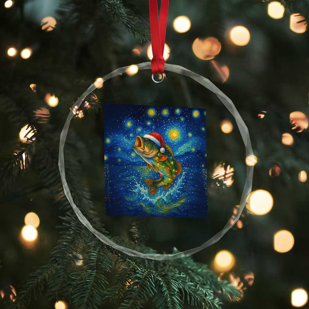 Bass Fish Christmas Crystal Glass Ornament Starry Night Fishing Van Gogh TS14