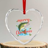 Bass Fish Christmas Heart Crystal Glass Ornament Merry Chrisbass - Wonder Print Shop