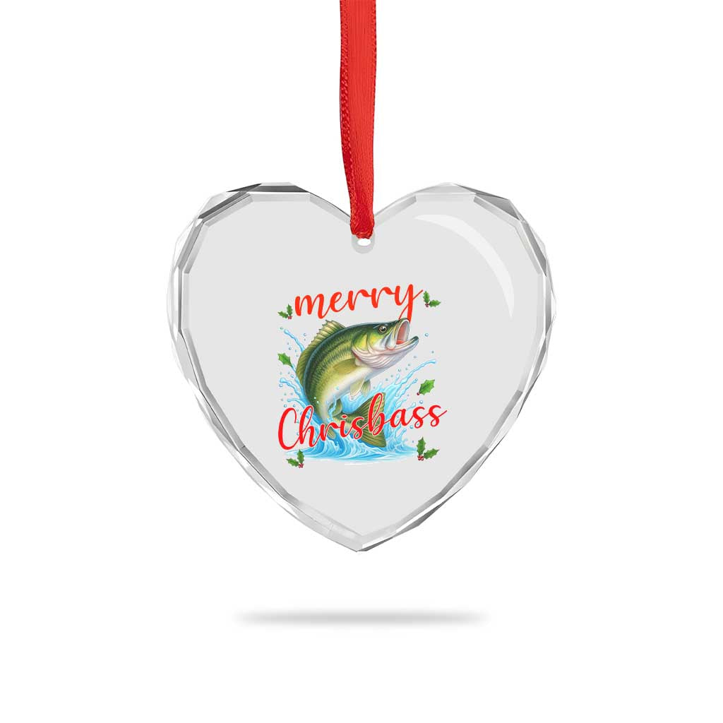 Bass Fish Christmas Heart Crystal Glass Ornament Merry Chrisbass - Wonder Print Shop