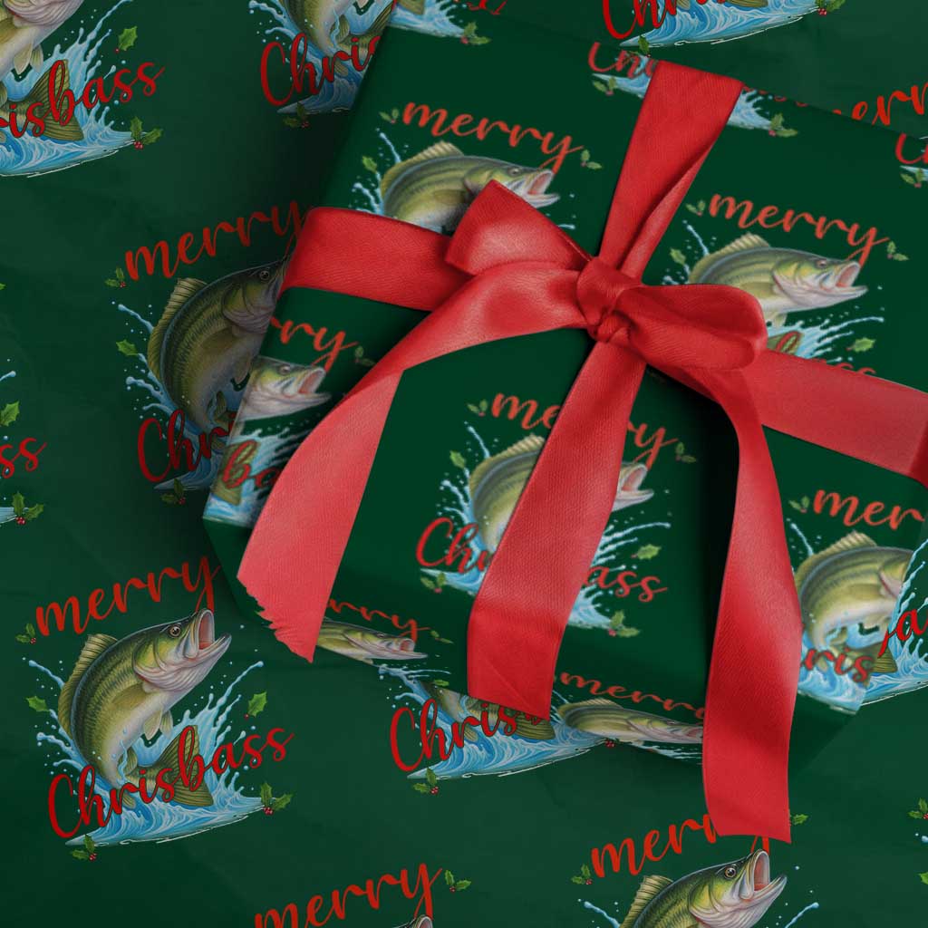 Bass Fish Christmas Wrapping Paper Roll Merry Chrisbass - Wonder Print Shop